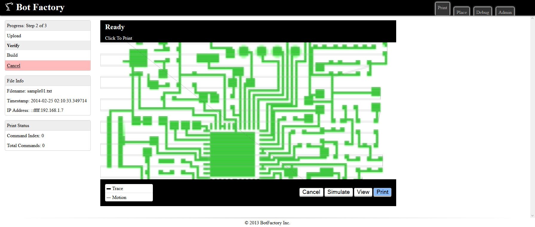 Preview/Simulation of the board printing